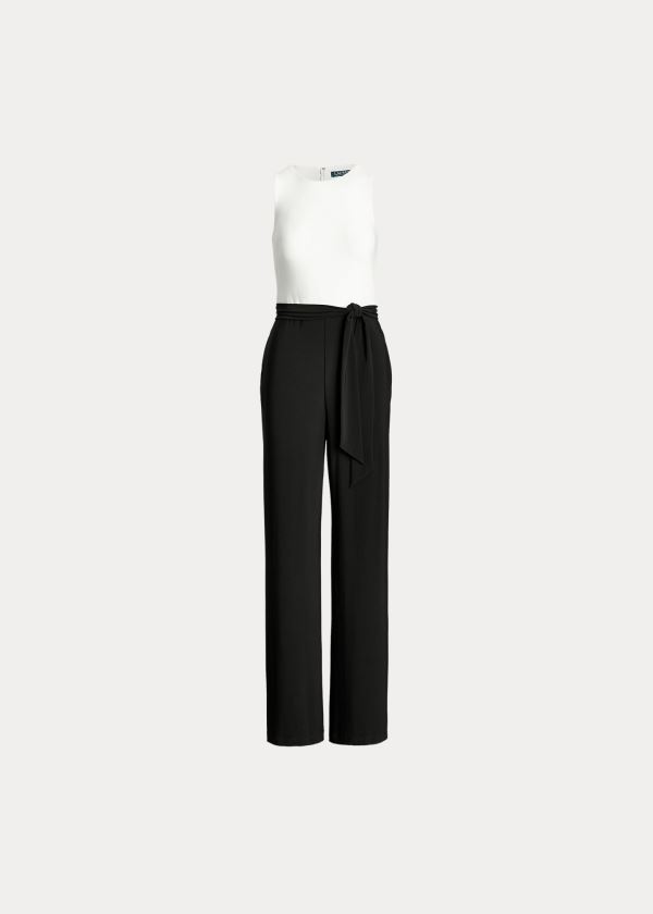 Jumpsuits Ralph Lauren Mujer Negros / Blancos - Two-Tone Jersey - IDPRU9631